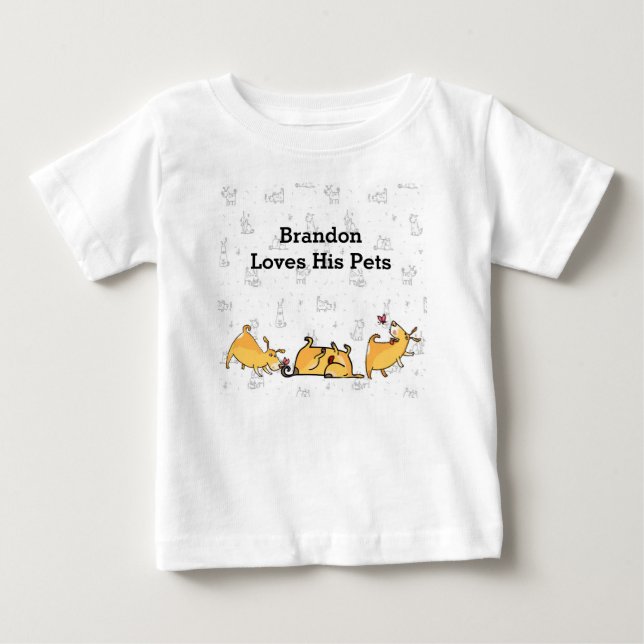 Baby Boy Tee Shirt with Cute Dogs (Front)
