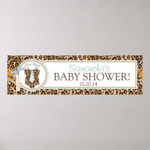 Baby Boy Tie Cheetah Print Baby Shower Banner
