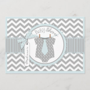 Baby Boy Tie Chevron Print Baby Shower Invitation