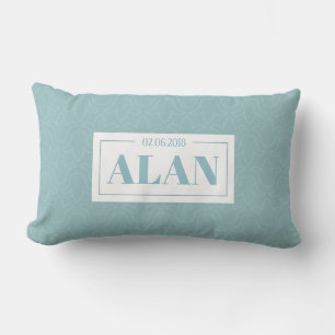 Baby boy toddler name and birth date nursery decor lumbar cushion