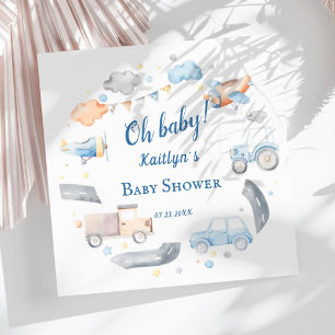 Baby Boy Transportation Cars Baby Shower Napkin