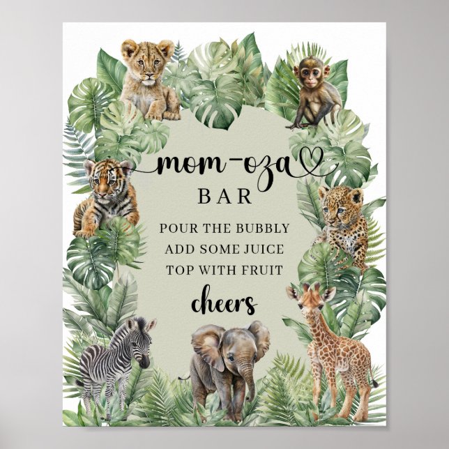 Baby Boy Tropical Jungle Safari Mum-osa bar Sign (Front)