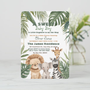 Baby Boy Tropical Jungle Safari Shower Invitation