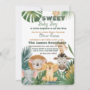 Baby Boy Tropical Jungle Safari Shower Invitation