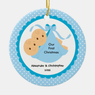 Baby Boy Twins Baby's First Christmas Ornament