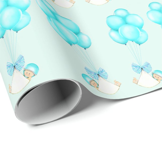 Baby Boy Twins Gift Wrapping Paper (Roll Corner)