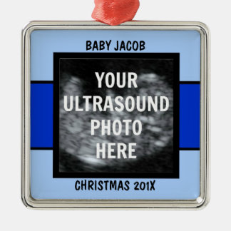 Baby Boy Ultrasound Photo Template Metal Tree Decoration
