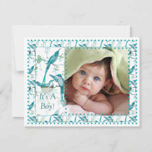 Baby Boy Vintage Baby Bird Picture Announcement
