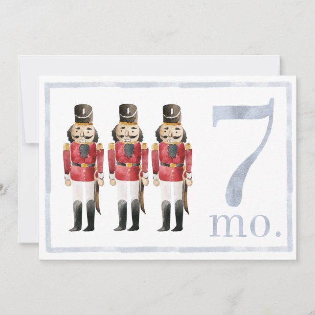 Baby Boy Watercolor Milestone Seven Month Old Card (Front)