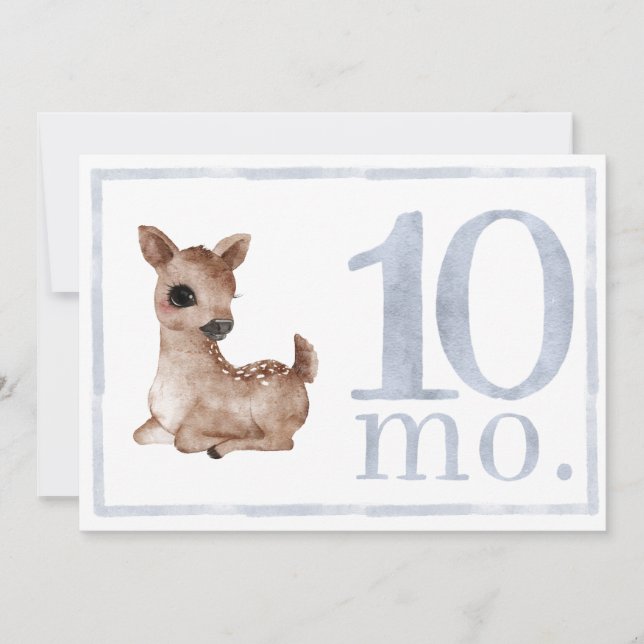 Baby Boy Watercolor Milestone Ten Month Old Card (Front)