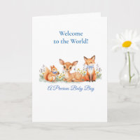 Baby Boy Welcome Woodland Animals Deer Fox Squirre