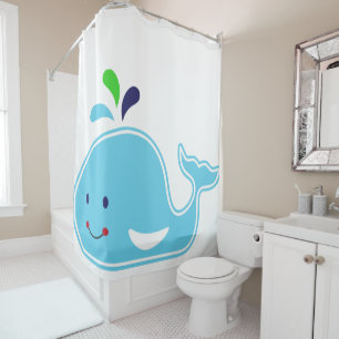 Baby Boy Whale Shower Curtain