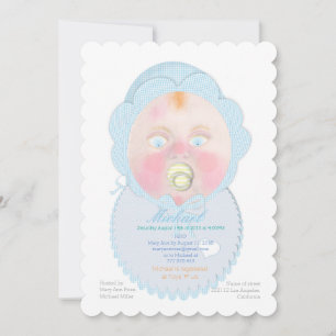Baby boy with bib, Custom Baby Shower Invitation. Invitation