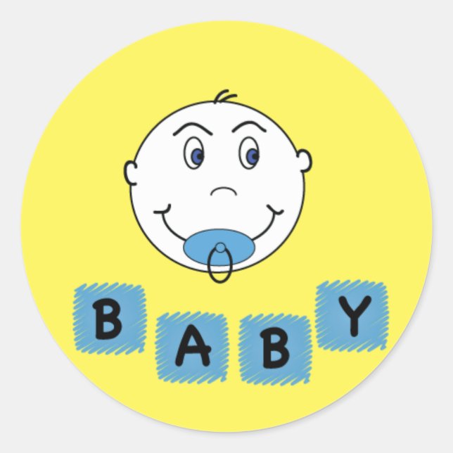 Baby Boy with Binky Classic Round Sticker (Front)