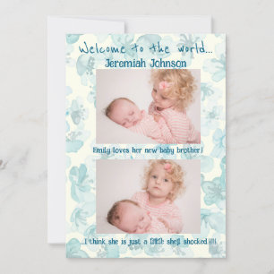 Baby Boy with Sibling New Arrival Announcement