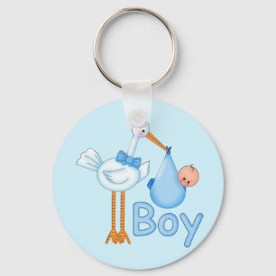 Baby Boy with Stork Key Ring