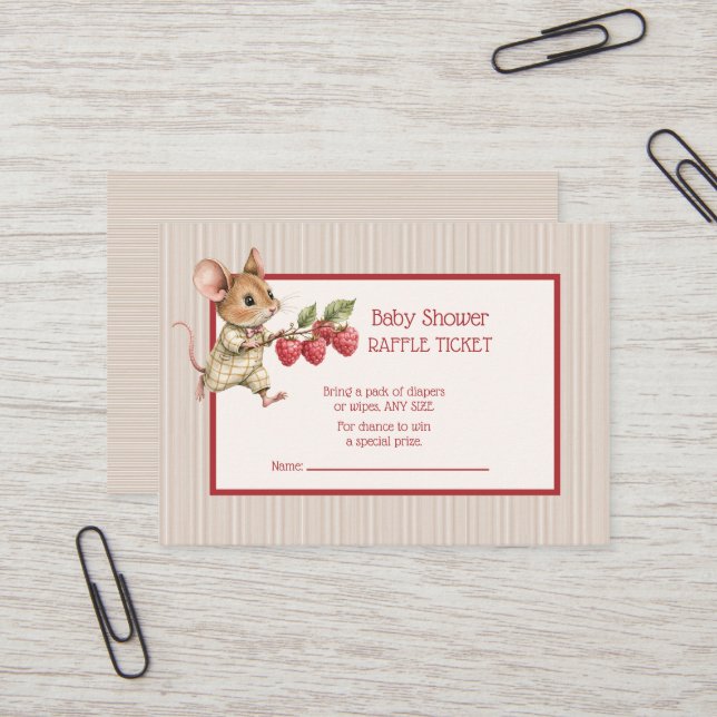 Baby Boy Woodland Animal Raffle Ticket (Front/Back In Situ)