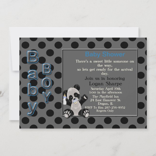 Baby Boyl Panda Bear Baby Shower Invitation (Front)