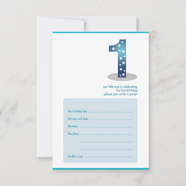 baby boy's 1st birthday design invitation (Front)
