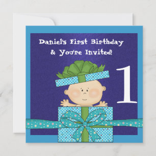 Baby Boys 1st Birthday Party TEMPLATE Invitation