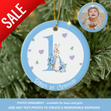 Baby Boy's 1st Christmas Photo Decoration Rabbit