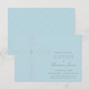 Baby Boy's Baptism Invitation (small), Initials