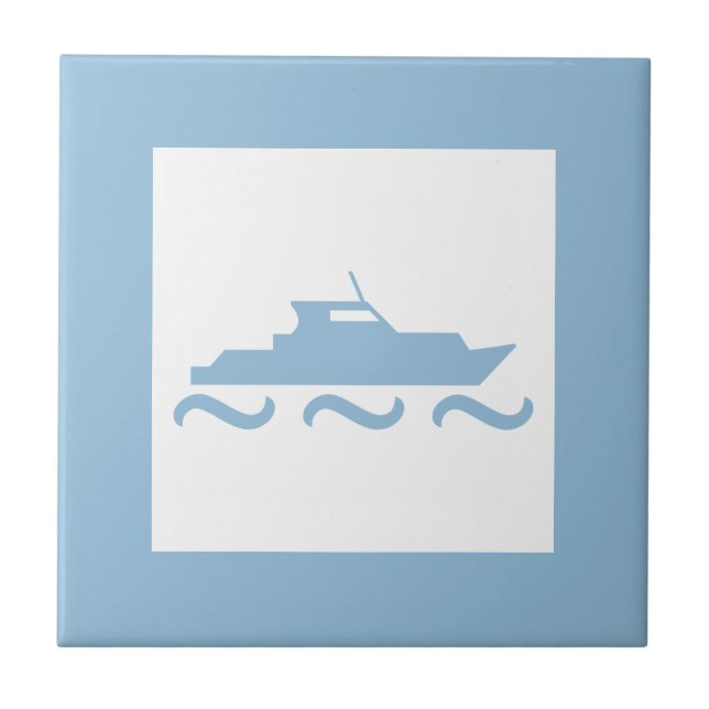 Baby Boy's Blue Boat Tile (Front)