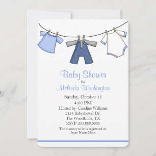 Baby Boys Clothes Baby Shower Invitation