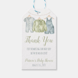Baby Boy's Clothes, Clothesline Baby Shower Favor Gift Tags