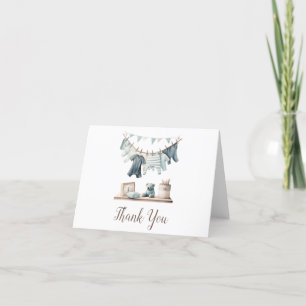 Baby Boy's Clothesline Baby Shower Thank You Card