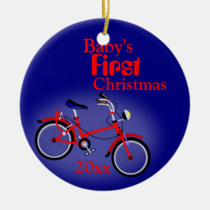 Baby Boy's First Christmas Bicycle Ceramic Tree Decoration