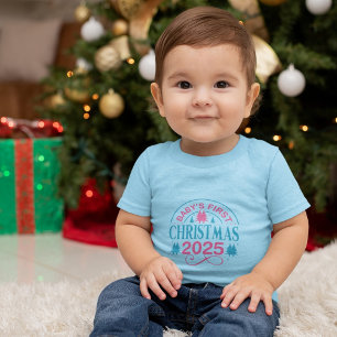Baby Boy's First Christmas Blue Baby T-Shirt