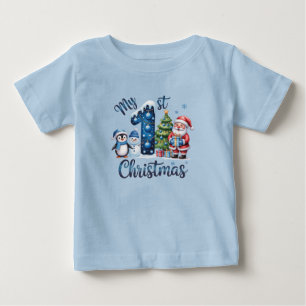 Baby Boy's First Christmas Blue T-Shirt