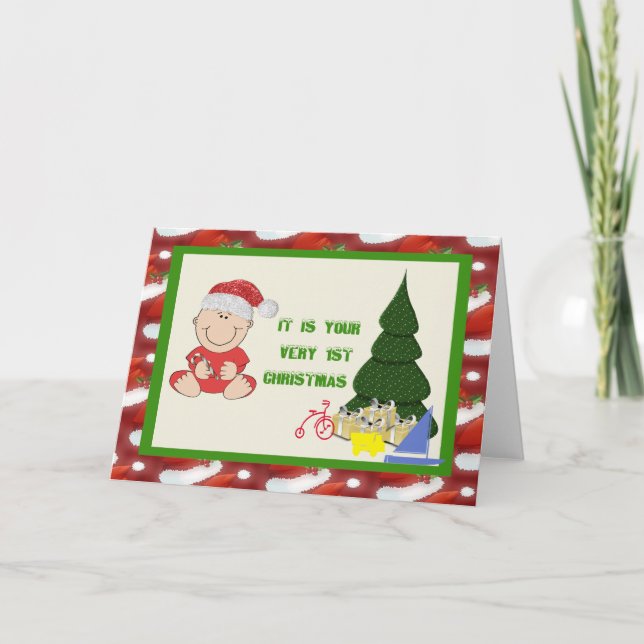 Baby Boy's First  Christmas  Card (Front)