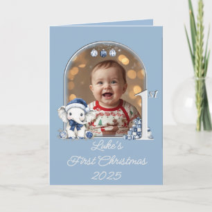 ~Baby Boys First Christmas photograph Holiday Card