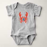 Baby Boys Watercolor Crab Monogram Circle 