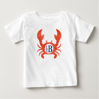 Baby Boys Watercolor Crab Monogram Circle