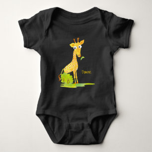 Baby Boys Watercolor Giraffe Personalised Animal Bodysuit