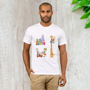 Baby Boys with Nursery Train Giraffe and Wagon T-Shirt
