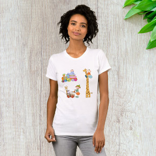 Baby Boys with Nursery Train Giraffe and Wagon  T-Shirt