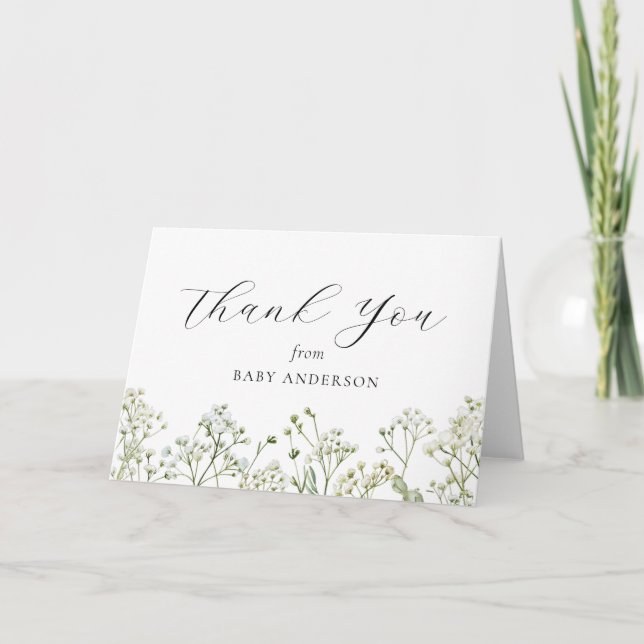 Baby Breath Baby Shower Thank You Card (Front)
