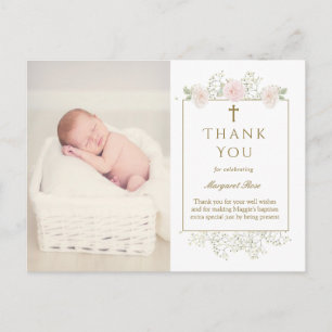Baby Breath Flowers with Roses Baptism Photo  Postcard