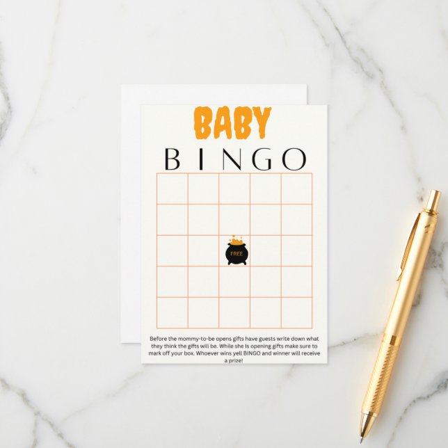 Baby brewing bingo baby shower game  enclosure card (Front/Back In Situ)