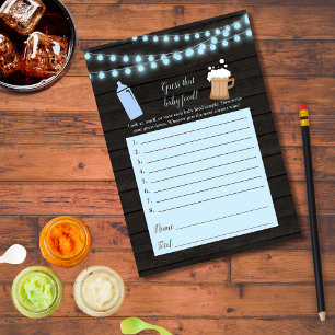 Baby Brewing Blue Guess The Baby Food Shower Game Invitation
