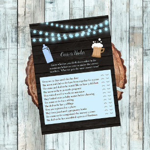 Baby Brewing Blue Over or Under Baby Shower Game Invitation