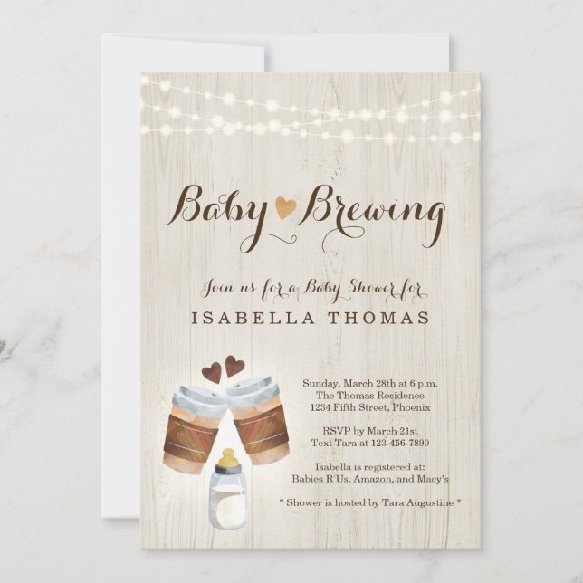 Baby Brewing Coffee or Tea Baby Shower Invitation (Front)