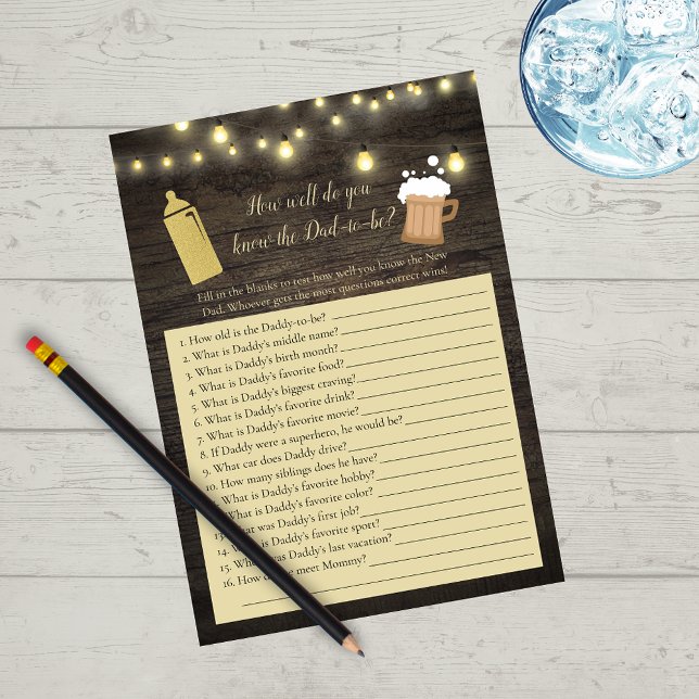 Baby Brewing Gold Who Knows Dad-To-Be Best Game Invitation (Creator Uploaded)