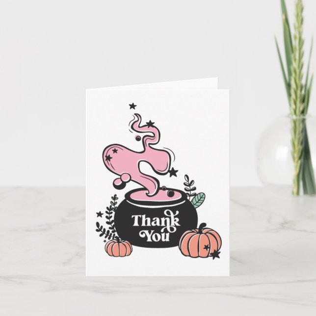 Baby Brewing Halloween Baby Shower Thank You Card (Front)