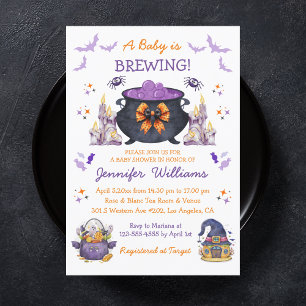 baby brewing halloween gender neutral baby shower invitation