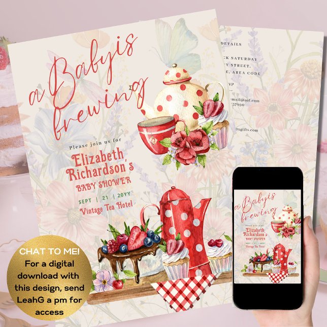 Baby Brewing Vintage Retro Tea Party Red Polkadots (Creator Uploaded)